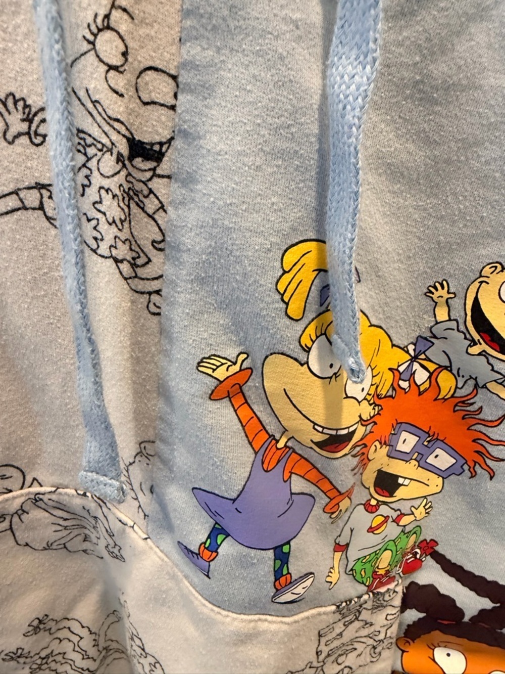 Rugrats Hoodie XXXL Nickelodeon Split Graphic 90s Cartoon Fleece Pullover - Picture 2 of 11
